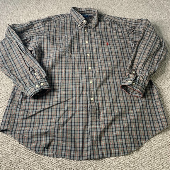 Ralph Lauren Mens Shirt Size XL Neck 17 Blue/Red Plaid Button Down Classic‎ Fit - Picture 1 of 11